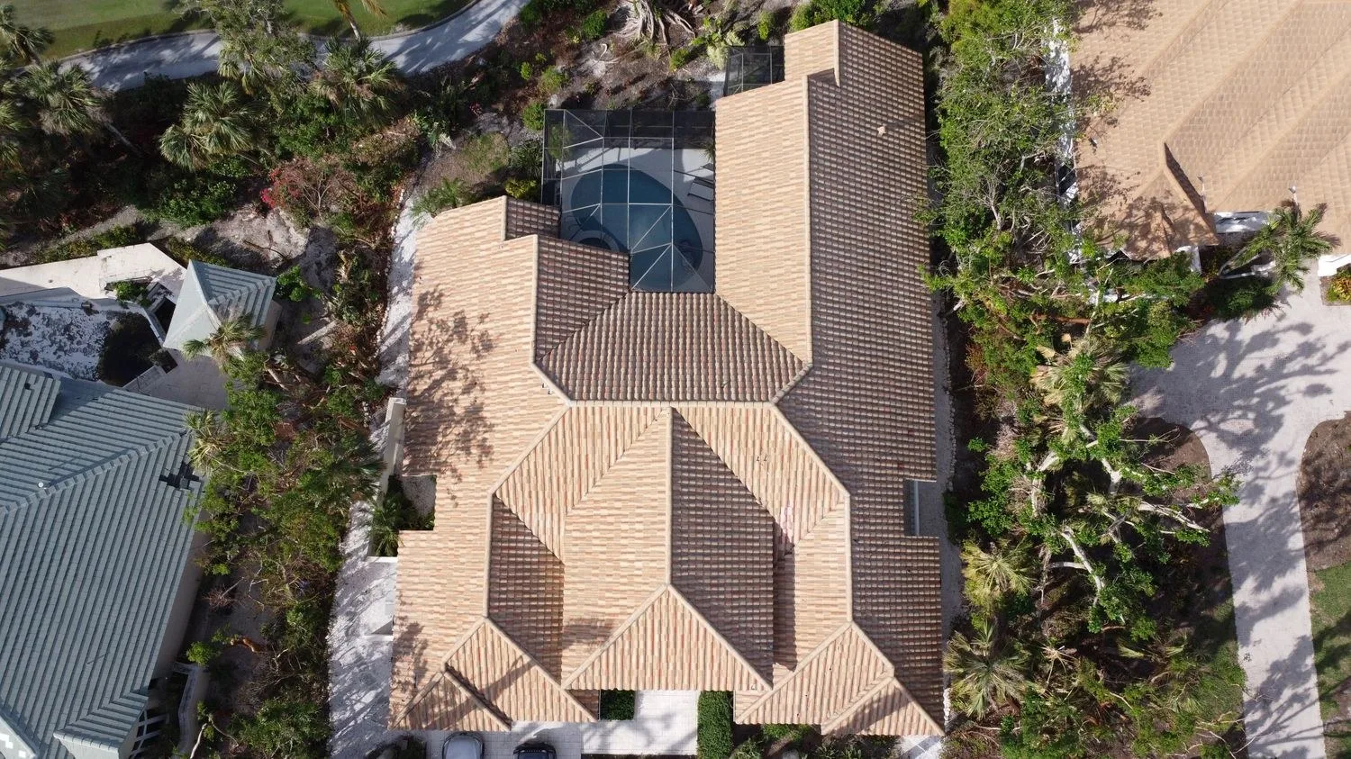 Finished tile roof — aerial