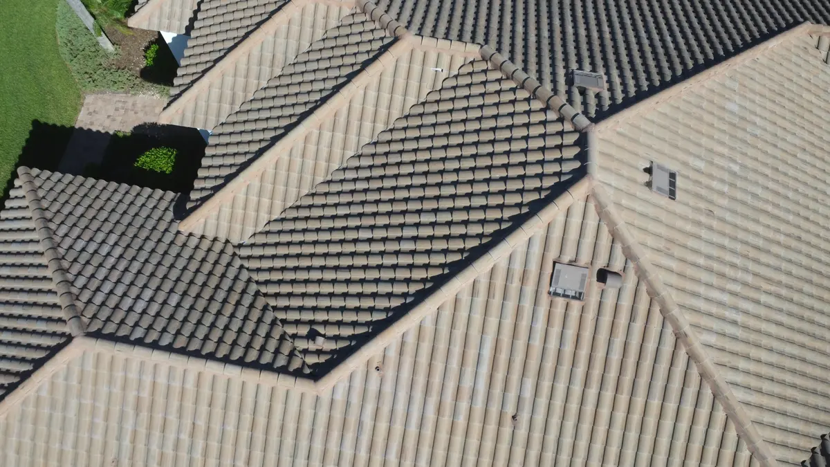 Close-up of a new flat tile roof in Estero