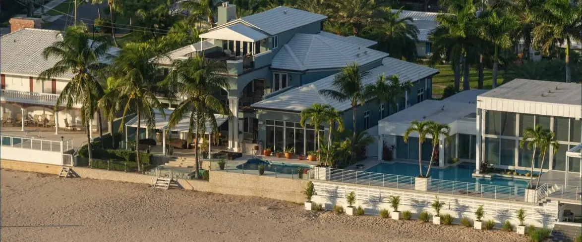 Beachfront homes at first light